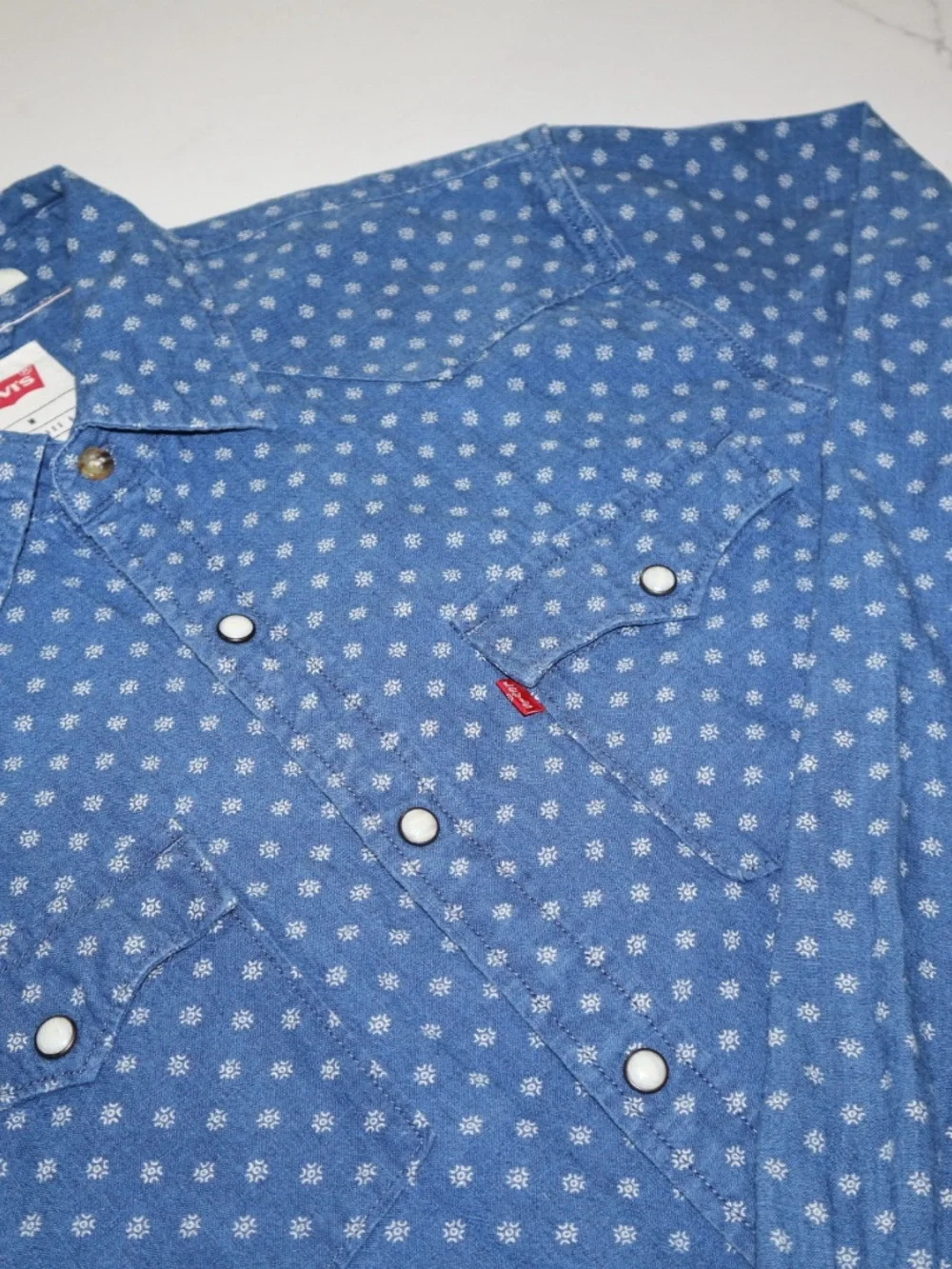 Levi's Blue Printed Denim Western Button-Down Shirt